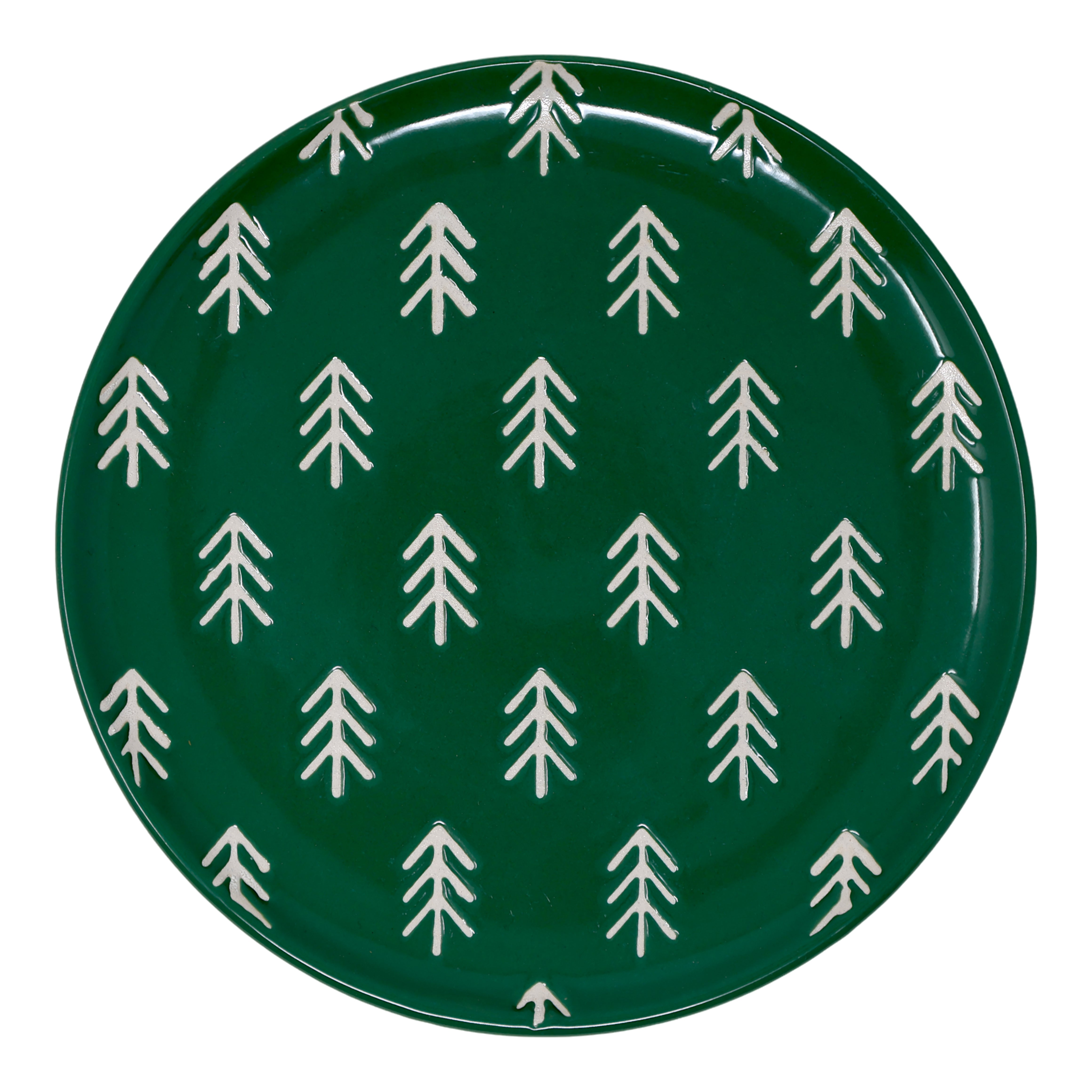 Vajilla Pinos Navidad Set Individual - Cerámica Verde 5 piezas