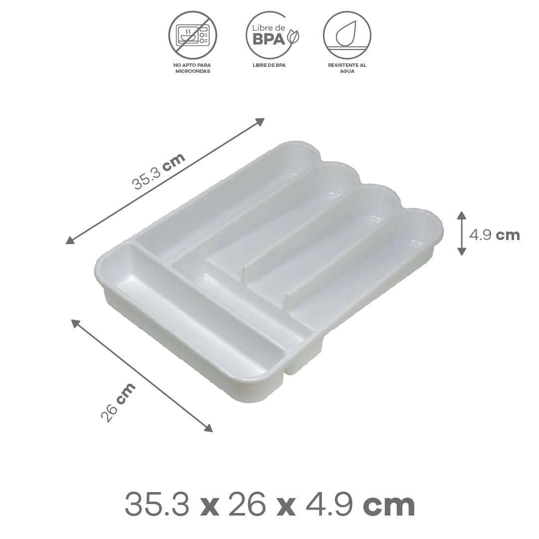 Organizador de Cubiertos de Plástico Blanco
