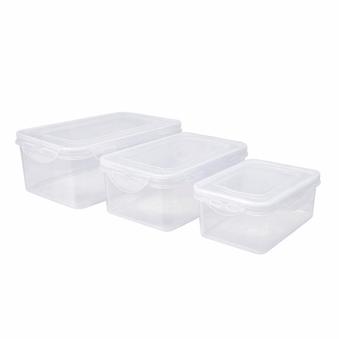 Juego de 3 Recipientes Rectangulares de Plástico Herméticos