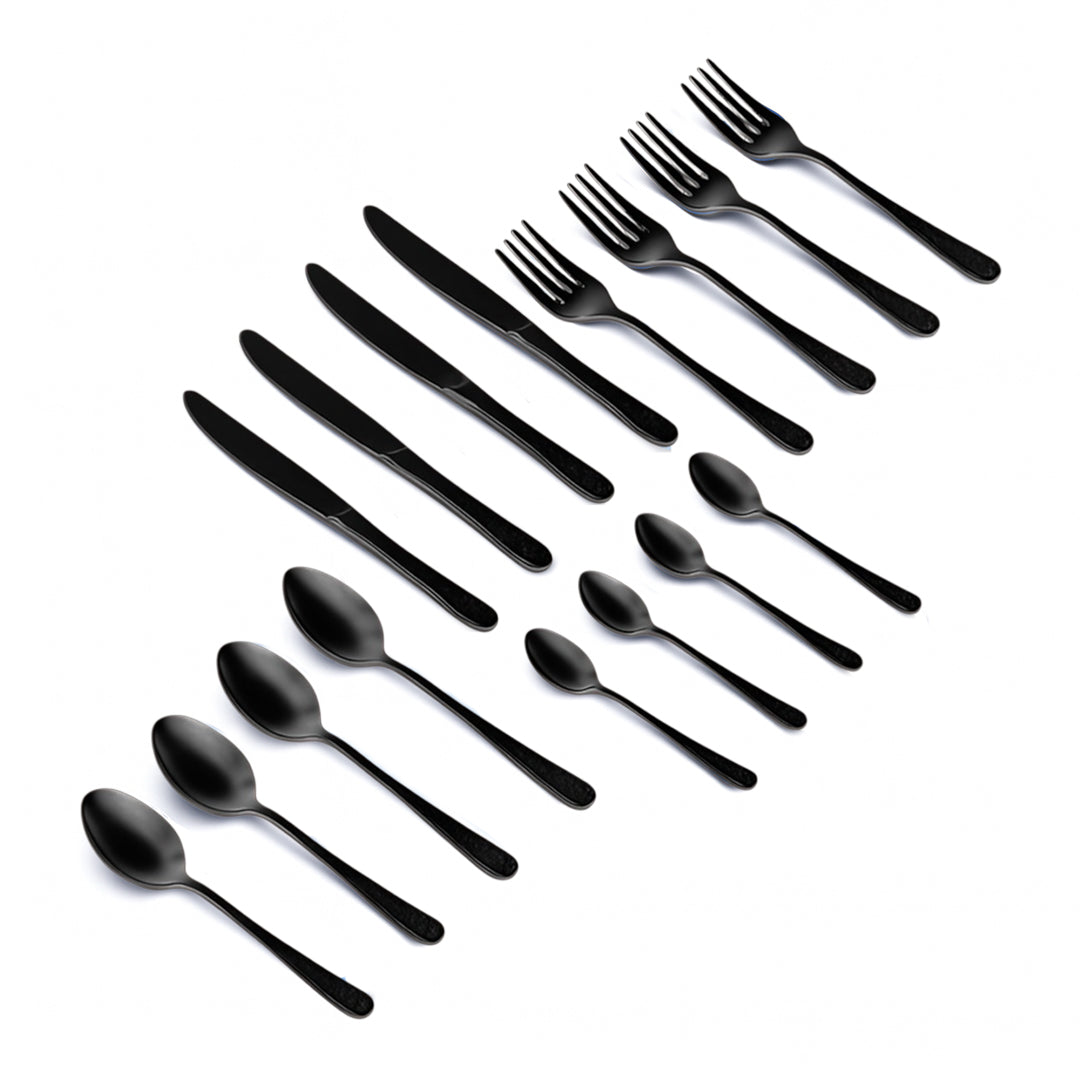 Set de Cubiertos Color Negro para 4 personas - 16 piezas