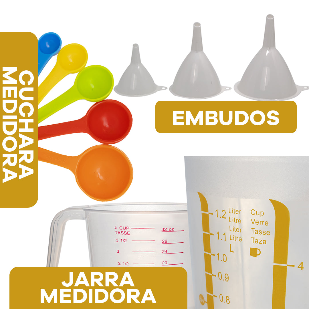 Set de 2 Jarras + Cucharas Medidoras - 10 Piezas Multicolor