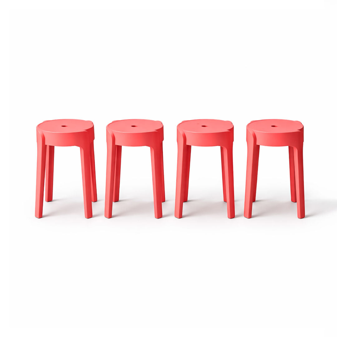 Set de 4 Bancos de Plástico Apilables – Color Rojo