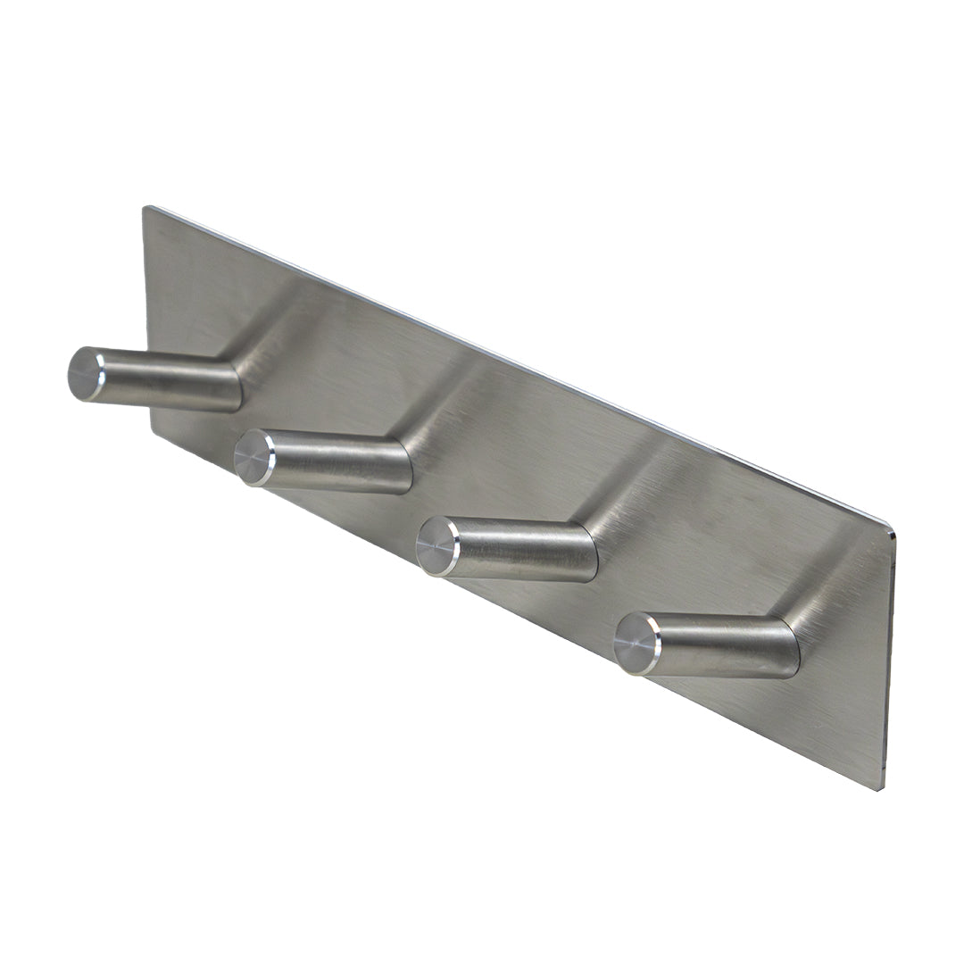 Soporte de Pared con 4 Ganchos Oblicuos de Acero Inoxidable