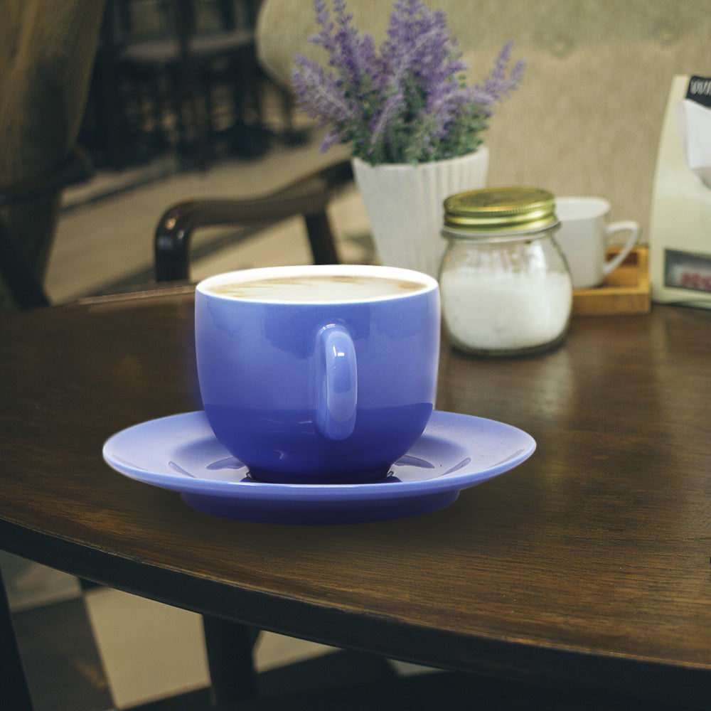 Taza y Platillo Cerámica Azul Mate - 270 ml