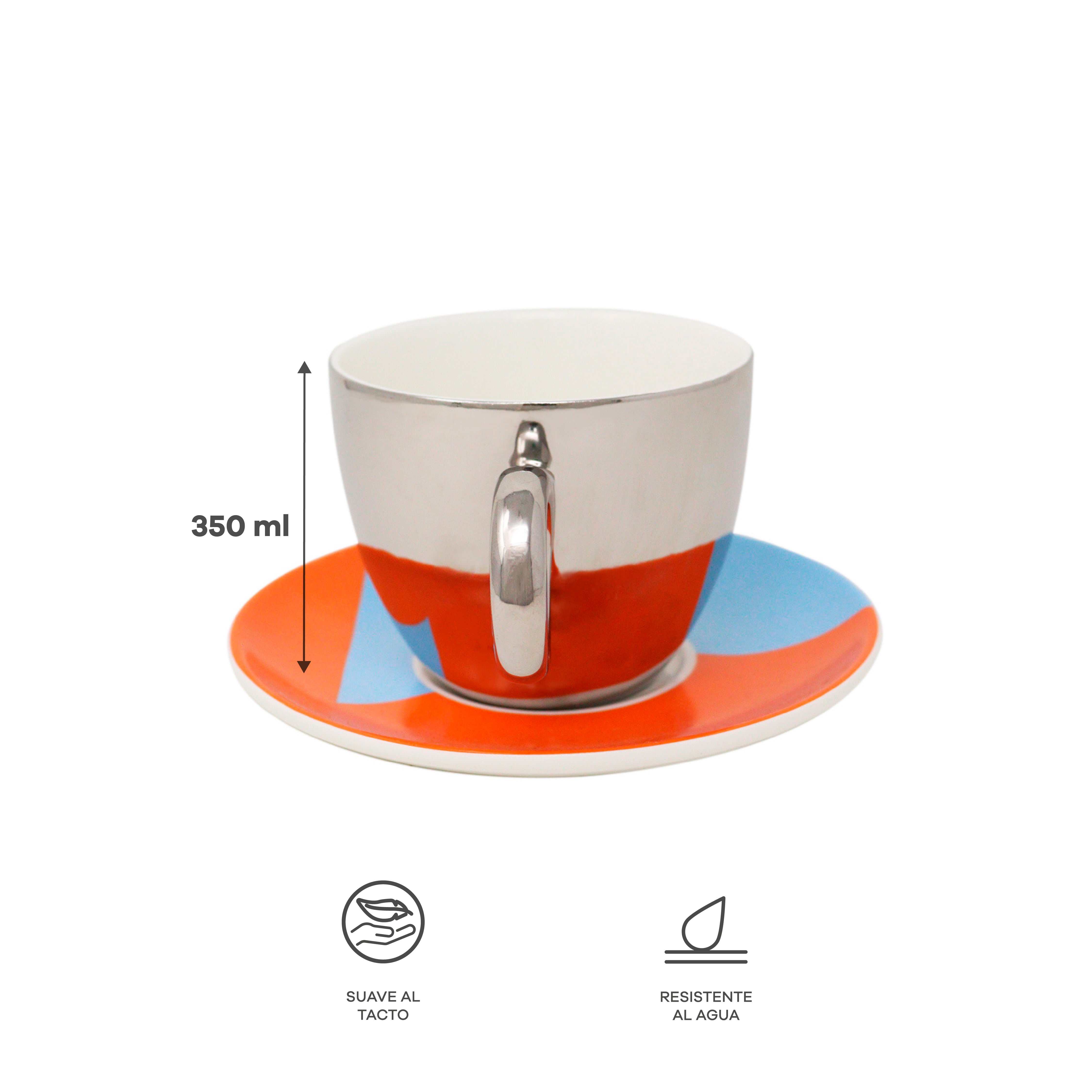 Taza Plateada con Plato - 350 ml