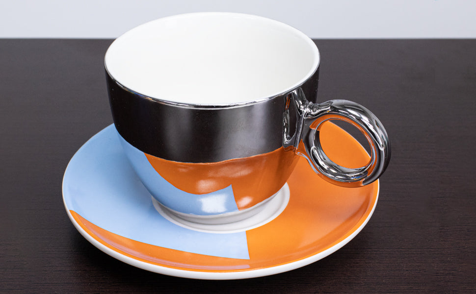 Taza Plateada con Plato - 350 ml
