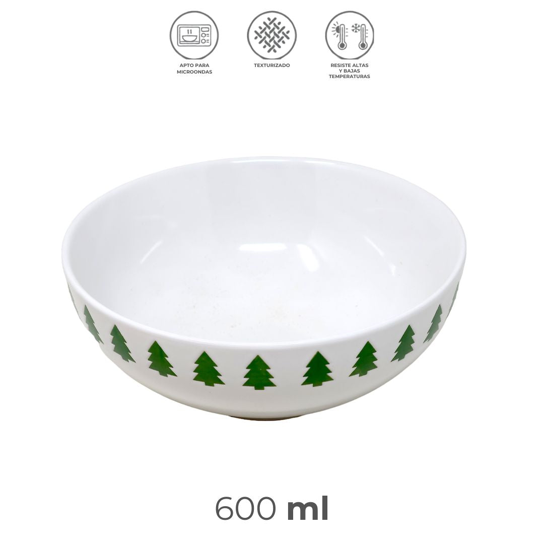 Vajilla Pinos Navidad Set Individual - Cerámica Verde 5 piezas