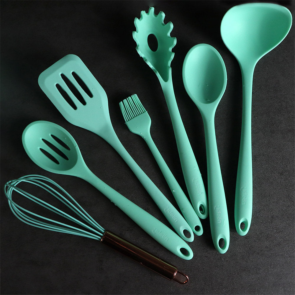 Juego de Utensilios de Silicona, Color Menta - 10 pzs