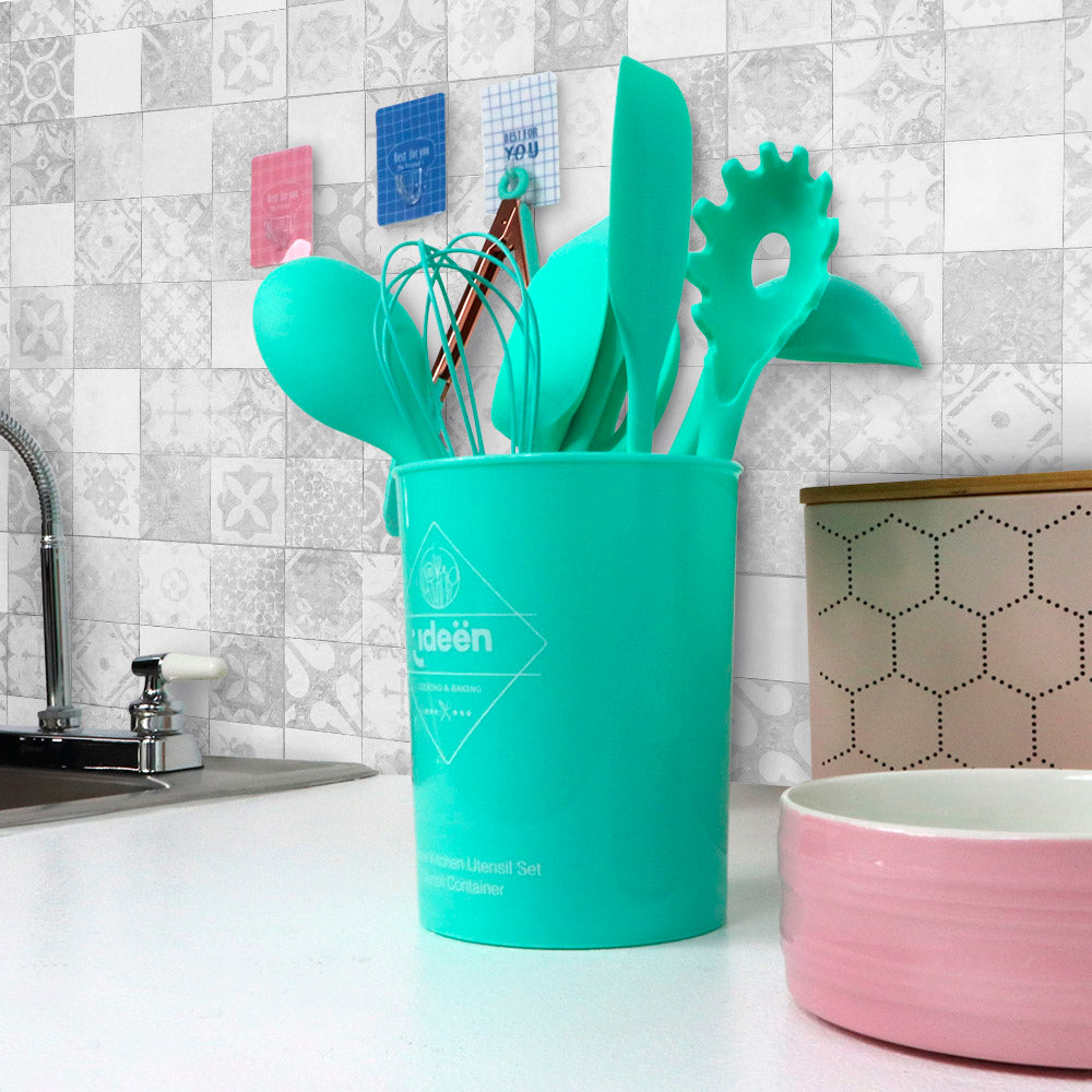 Juego de Utensilios de Silicona, Color Menta - 10 pzs