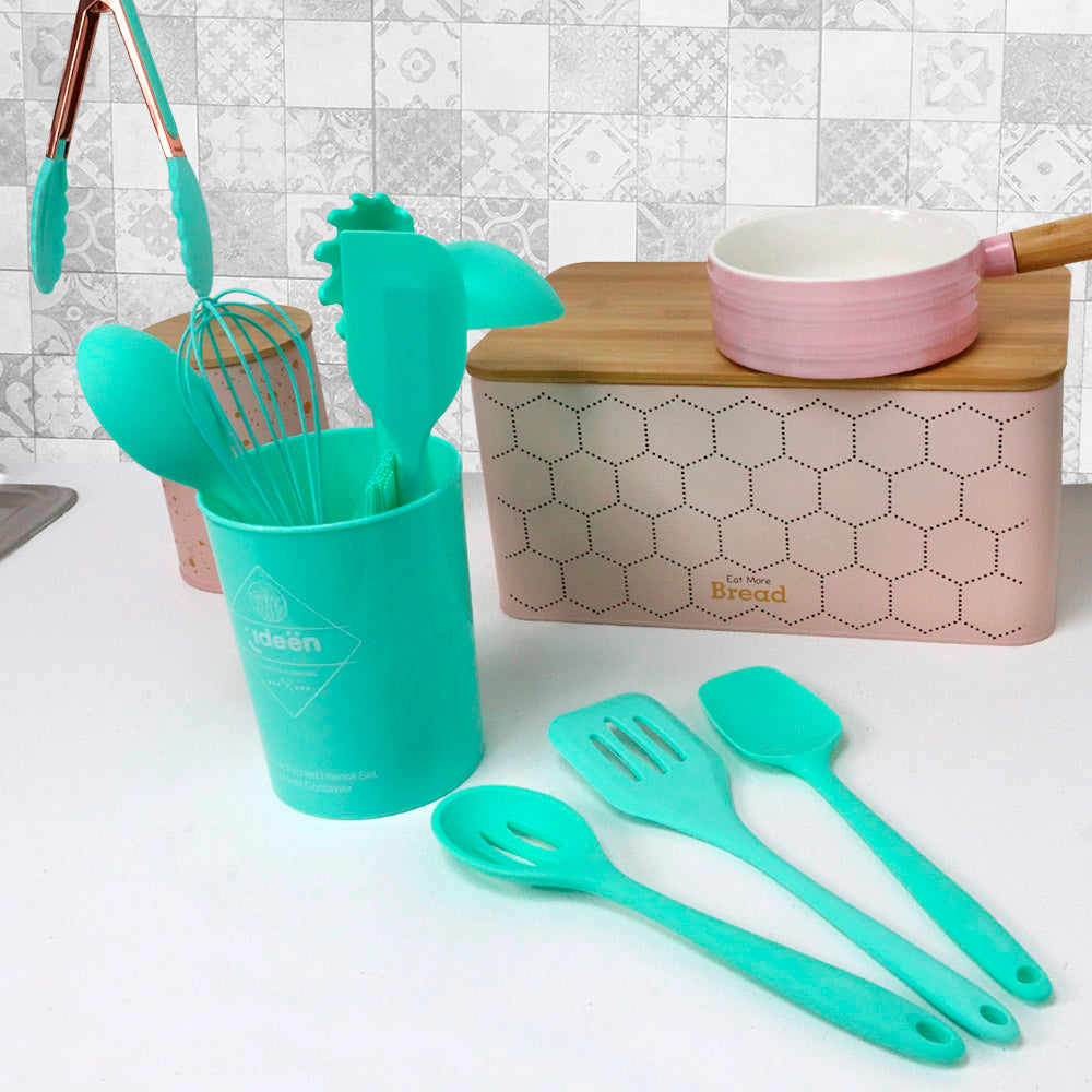 Juego de Utensilios de Silicona, Color Menta - 10 pzs