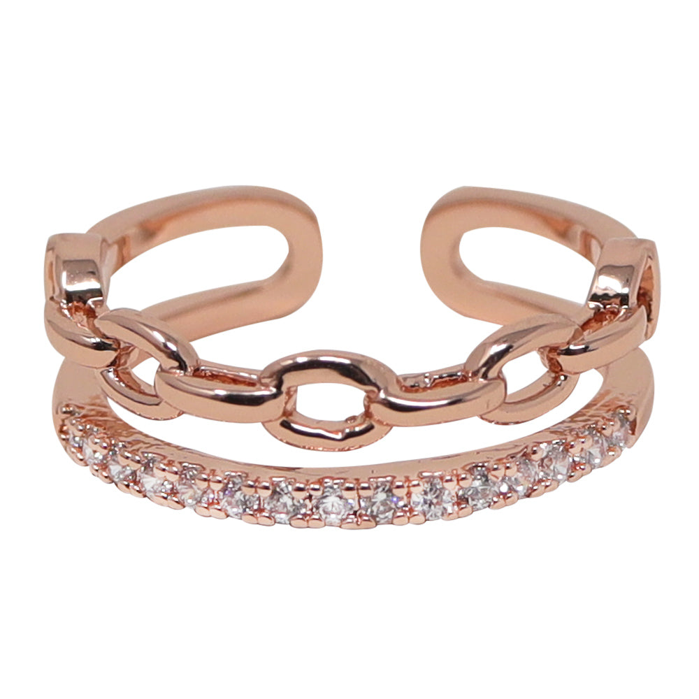 Anillo con Diseño de Cadena y Piedras Brillantes | Modelo LX-9611R