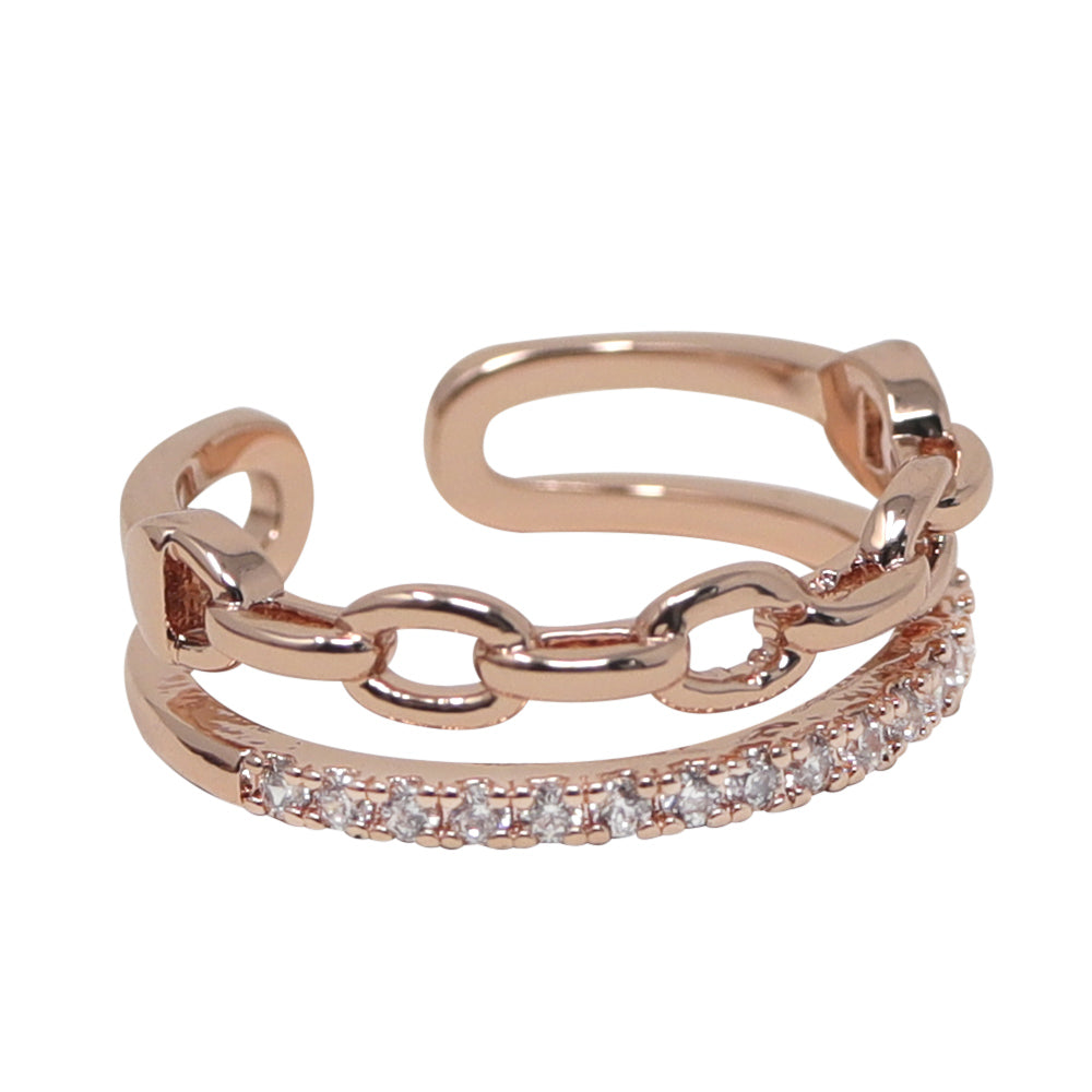 Anillo con Diseño de Cadena y Piedras Brillantes | Modelo LX-9611R