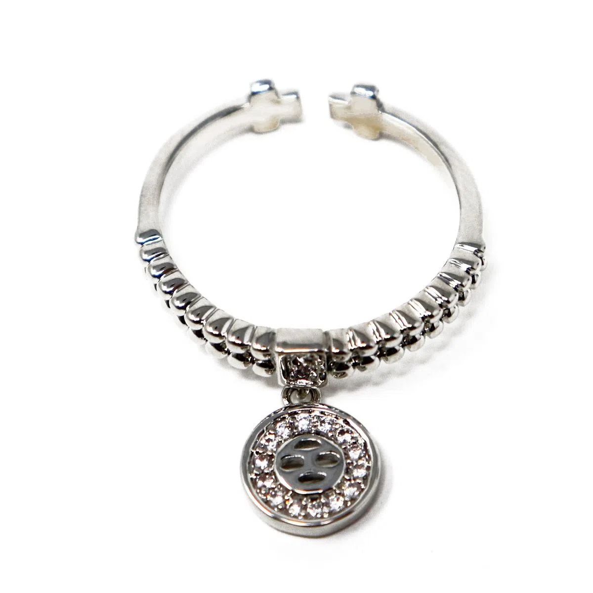 Anillo con Dije Tipo Gozne y Piedras Brillantes – Chapeado