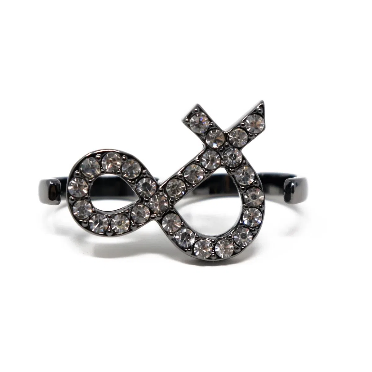 Anillo de Dos Dedos con Símbolo “&” y Piedras – Negro | Modelo LX-9680R