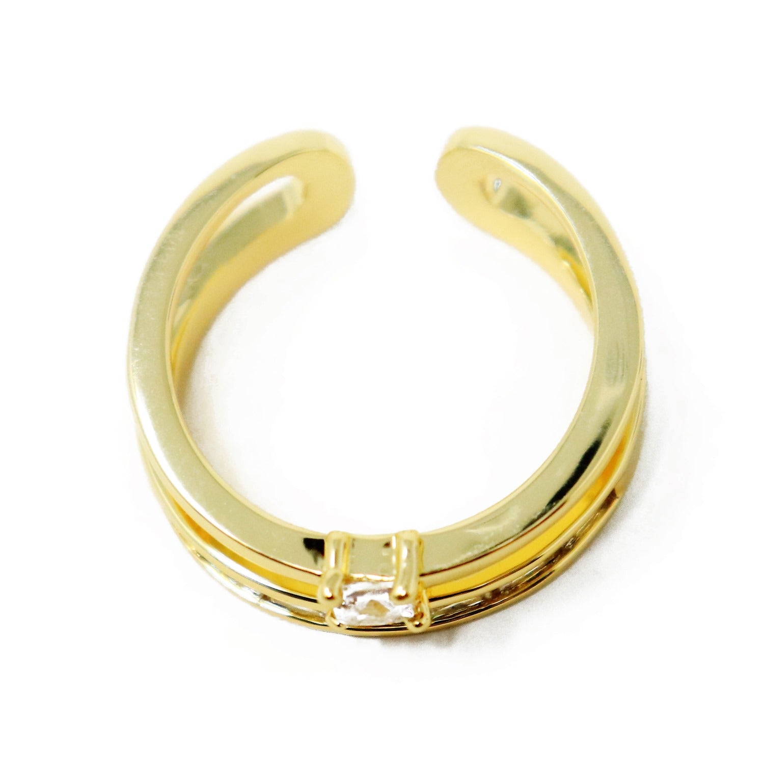 Anillo Doble Dorado con Piedra Central – Modelo LX-9685R