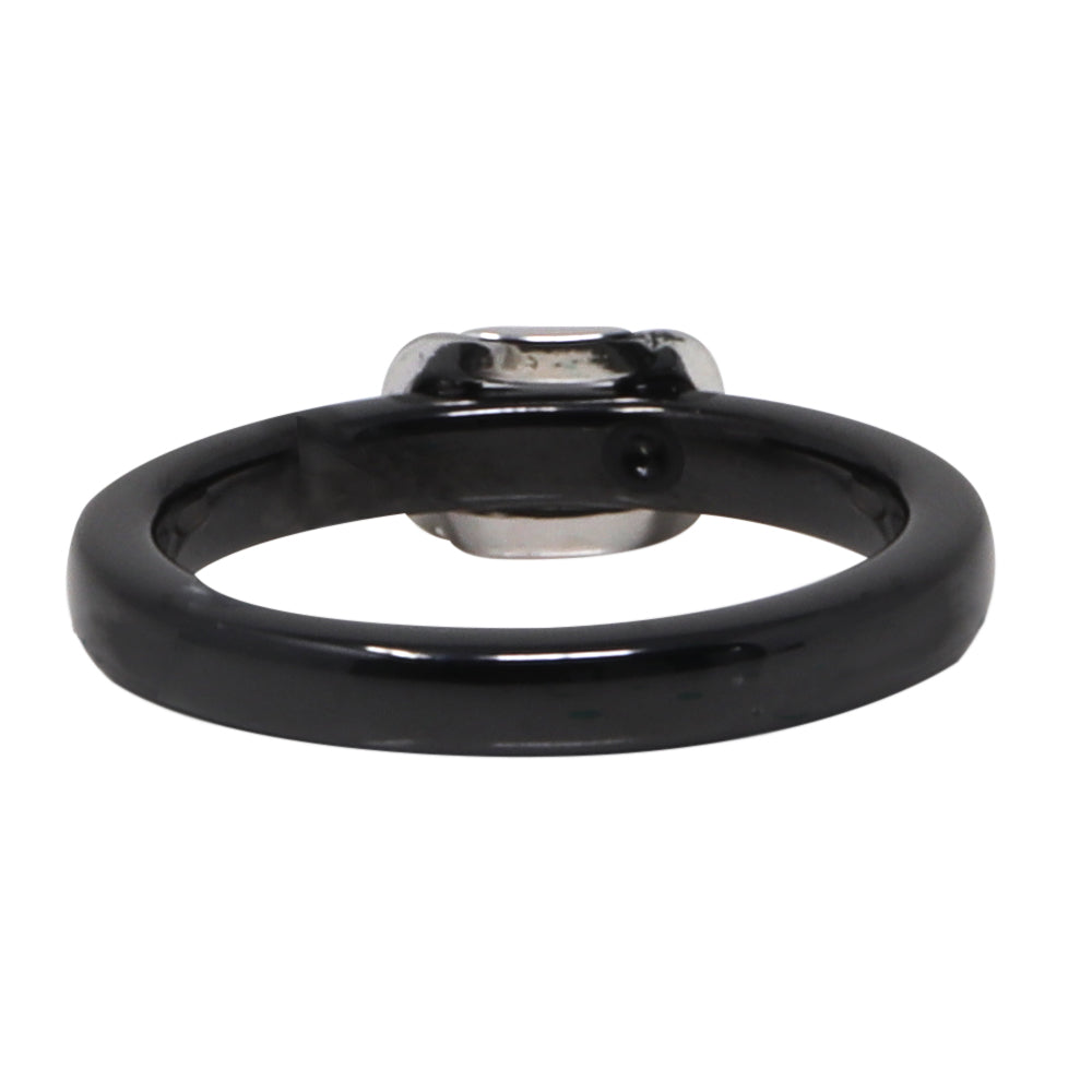 Anillo Negro con Aro Central y Piedras Brillantes