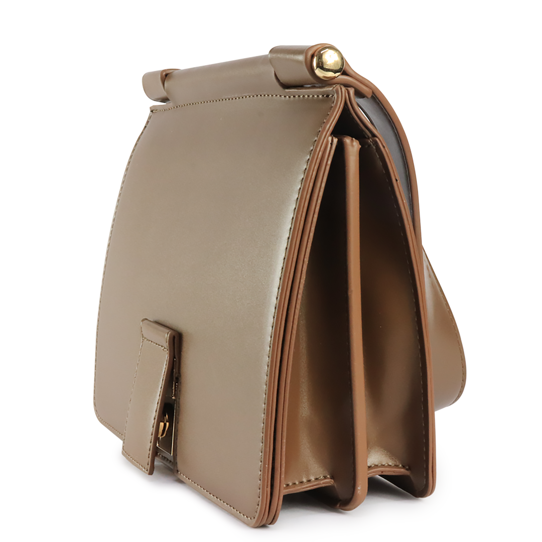 Bolsa de Mano Café Taupe 20 x 24.5 x 7.5 cm
