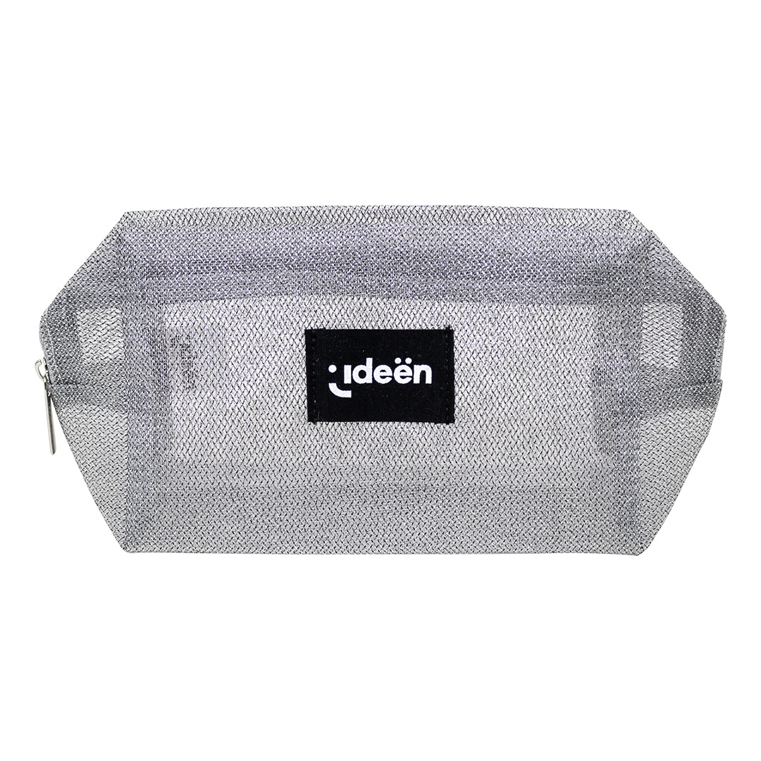 Cosmetiquera Plata con 9 Brochas de Maquillaje