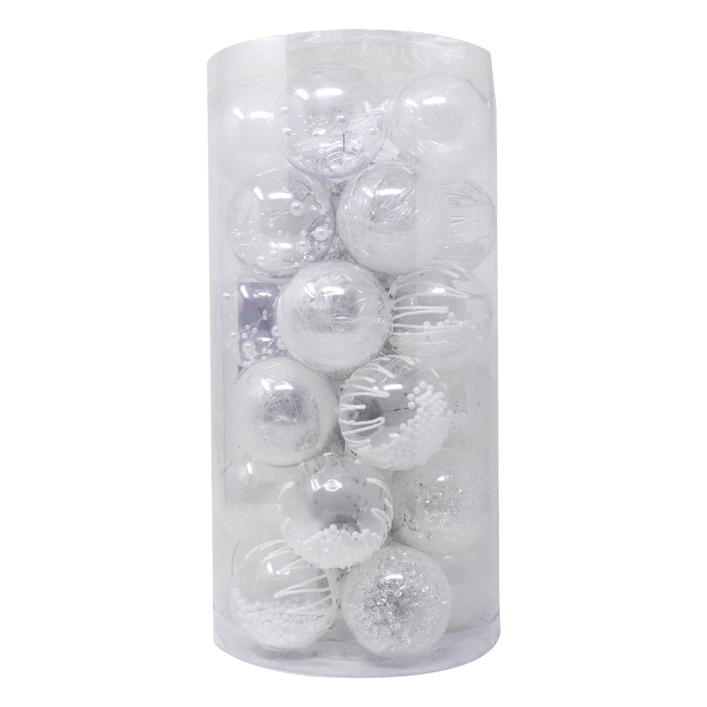 Set de Esferas Navideñas Blancas - 30 piezas