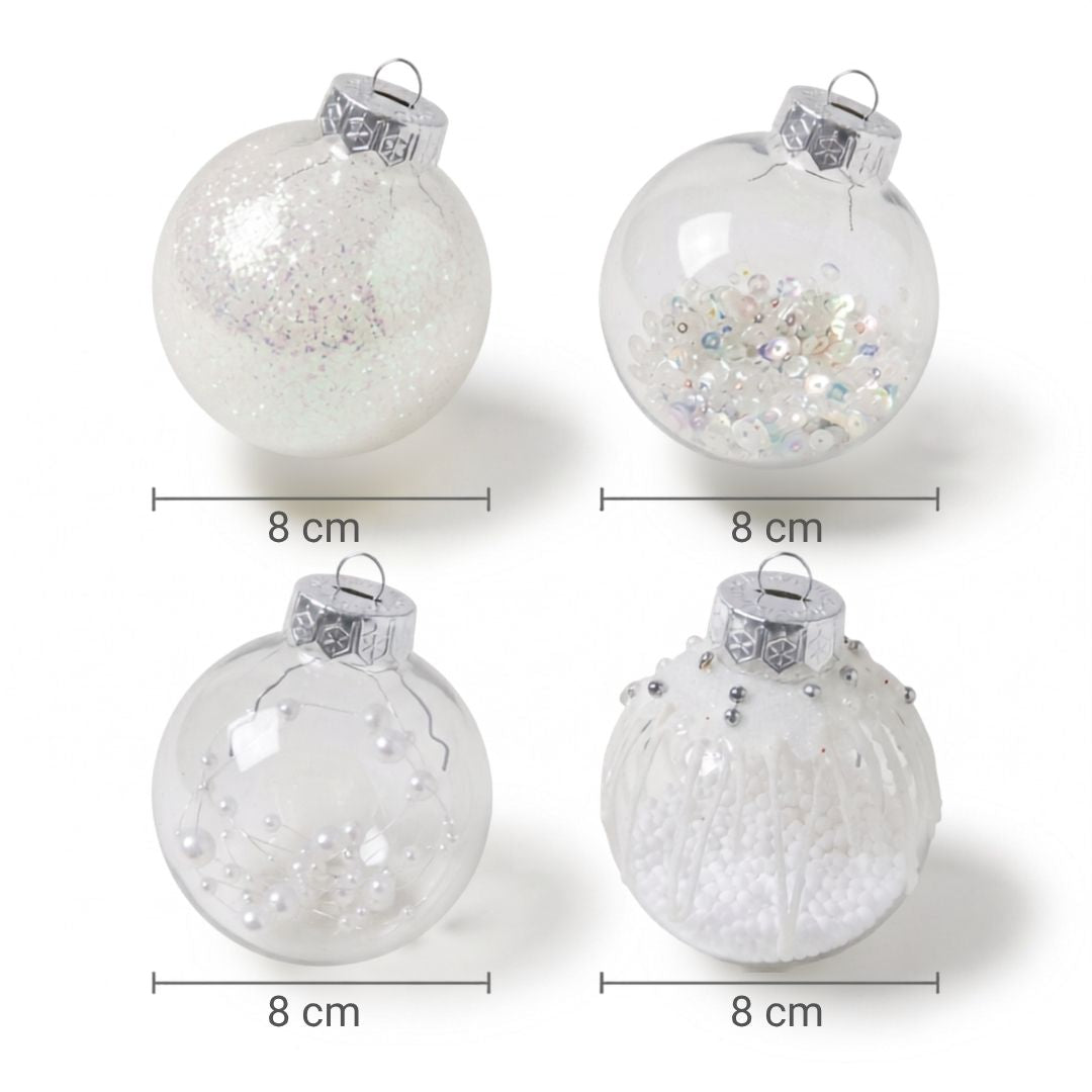 Set de Esferas Navideñas Blancas - 30 piezas