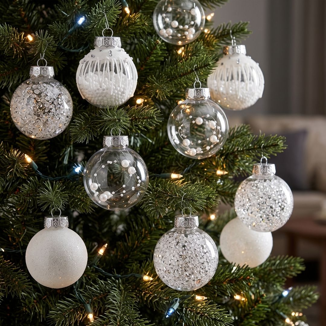 Set de Esferas Navideñas Blancas - 30 piezas