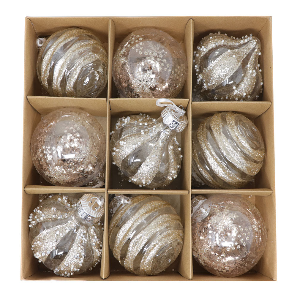 Set de Esferas Navideñas Doradas - 9 Piezas