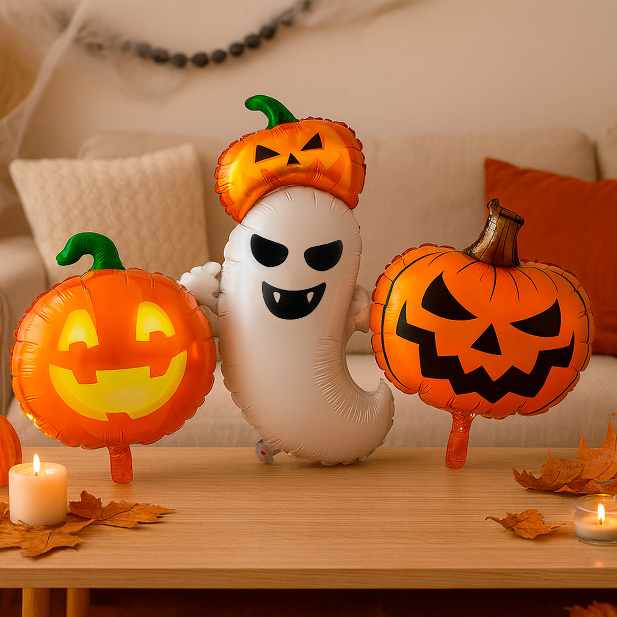 Set de 3 Globos de Halloween - Calabazas y Fantasma