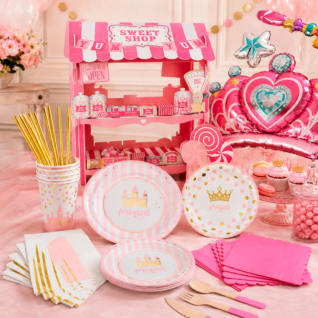 Kit de Fiesta Castillo Real: Platos, Vasos, Cubiertos, Popotes, Servilletas y Decoración