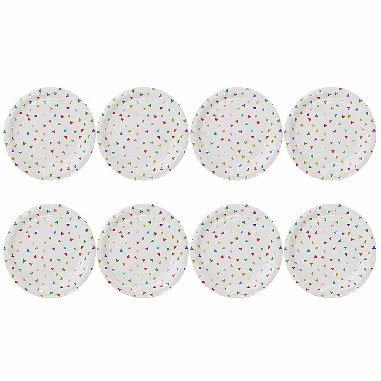 Platos Desechables Diseño de Triángulos Coloridos - 8 Piezas 7"