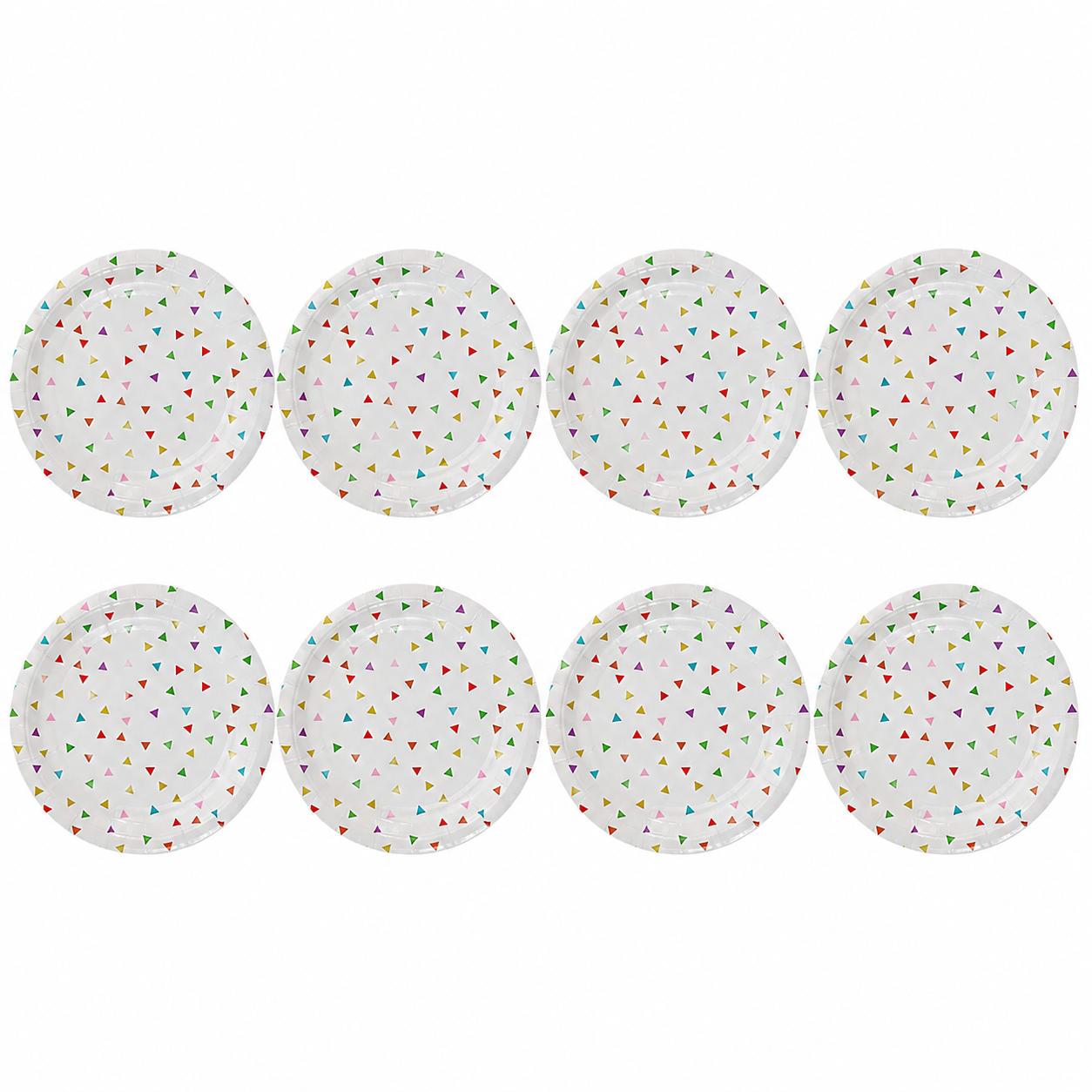 Platos Desechables Diseño de Triángulos Coloridos - 8 Piezas 9"