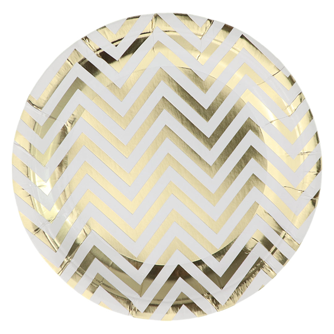 Plato 9" Rayas Doradas 8 Piezas