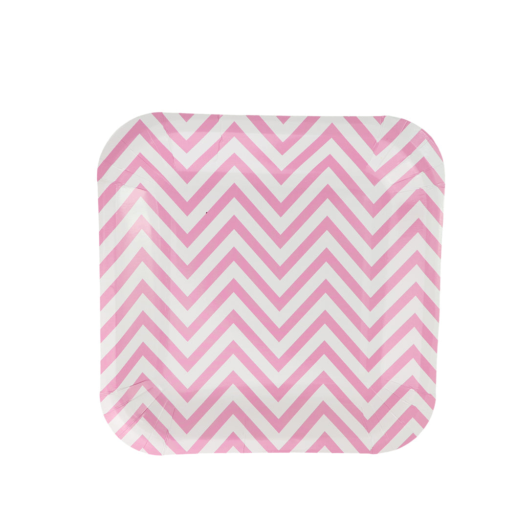 Plato 9" Zigzag Rosa - 8 Piezas