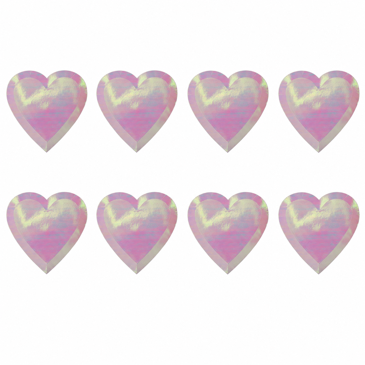 Platos Desechables Forma de Corazón Tornasol - 8 Piezas 7"
