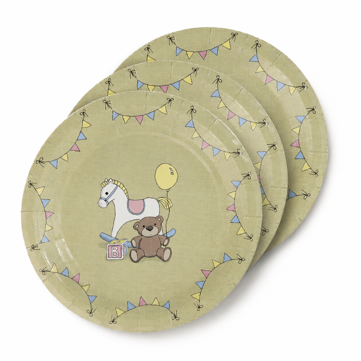 Platos Desechables Diseño de Oso Caballo - 8 Piezas 7"
