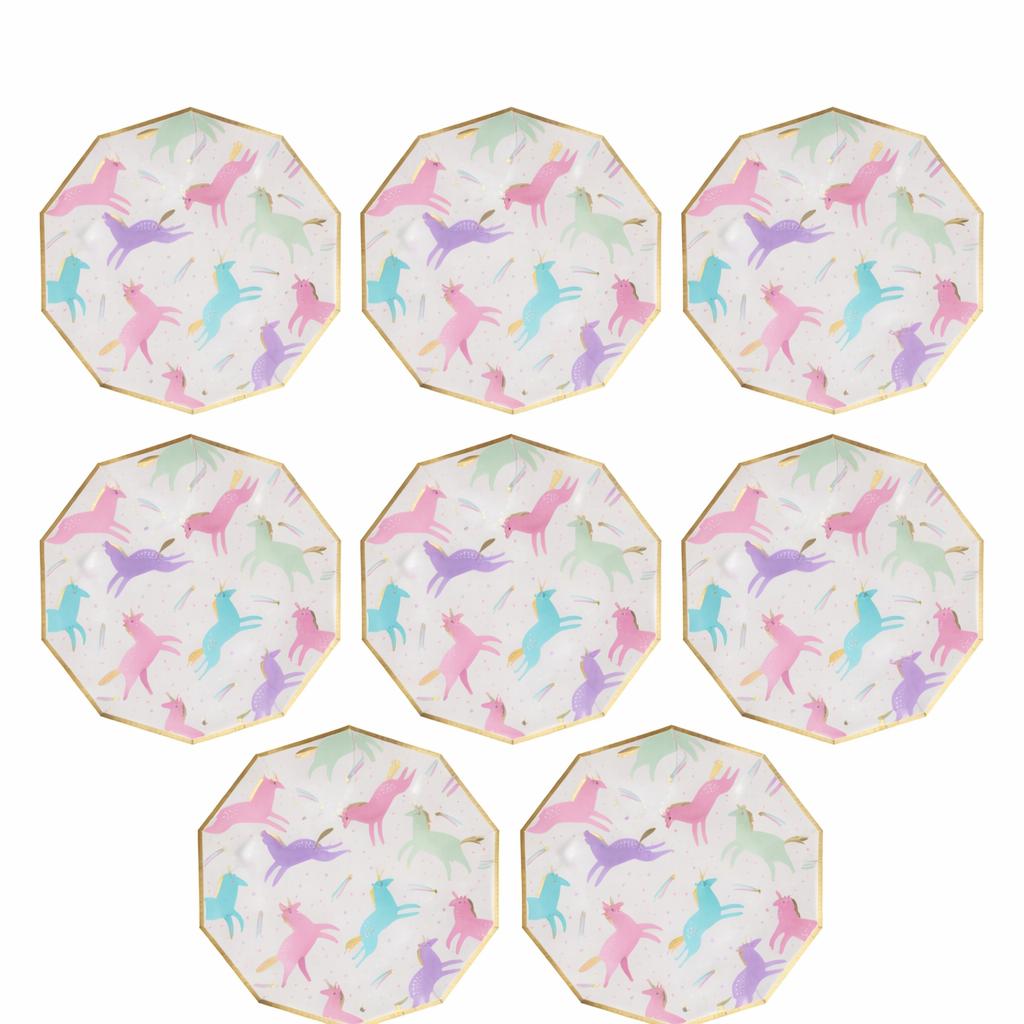 Platos Desechables Diseño Caballos de Colores - 8 Piezas 7"
