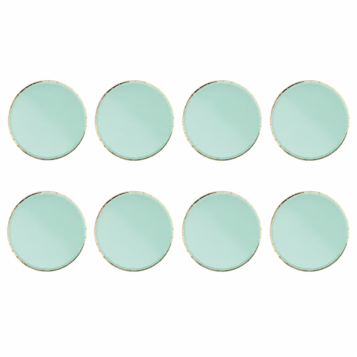 Platos Desechables Verde Turquesa y Dorado - 8 Piezas 7"