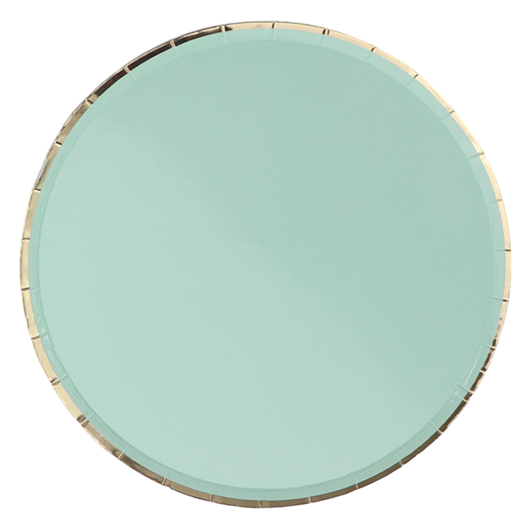 Plato 9" Verde Turquesa y Dorado 8 Piezas