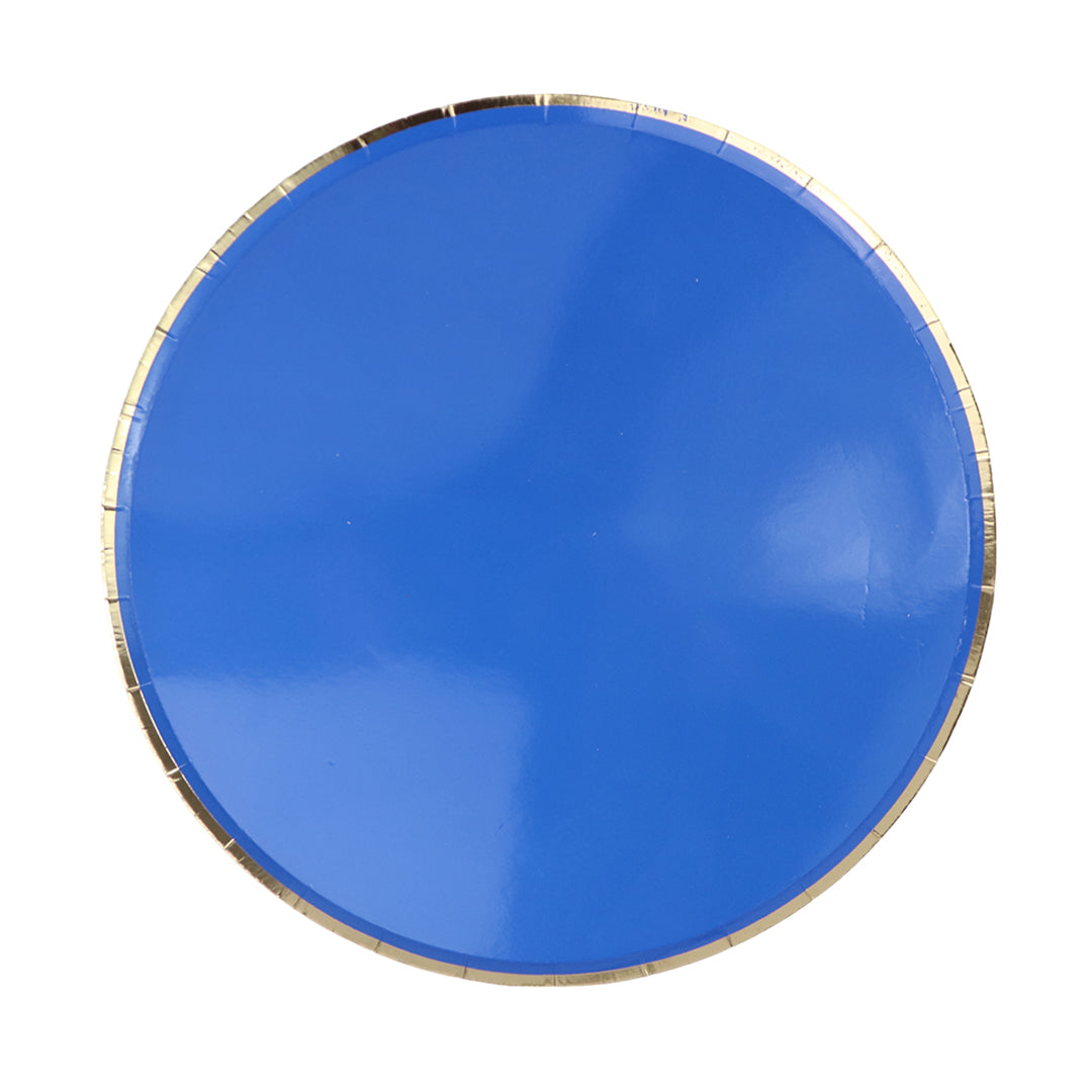 Plato 9" Azul Rey Dorado 8 Piezas