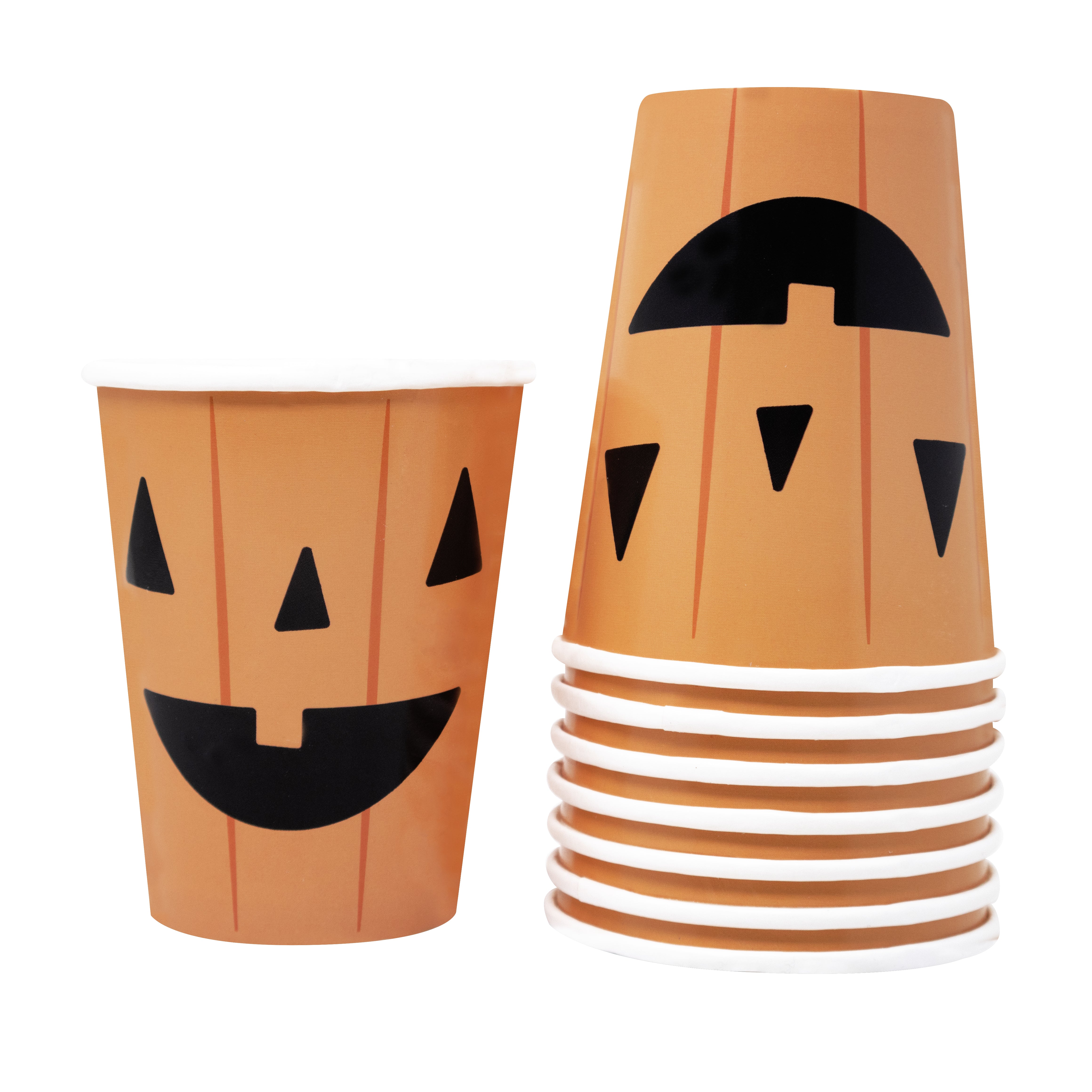 Set de Vasos Desechables de Halloween Diseño de Calabaza - Set para Fiestas, Decoración Temática