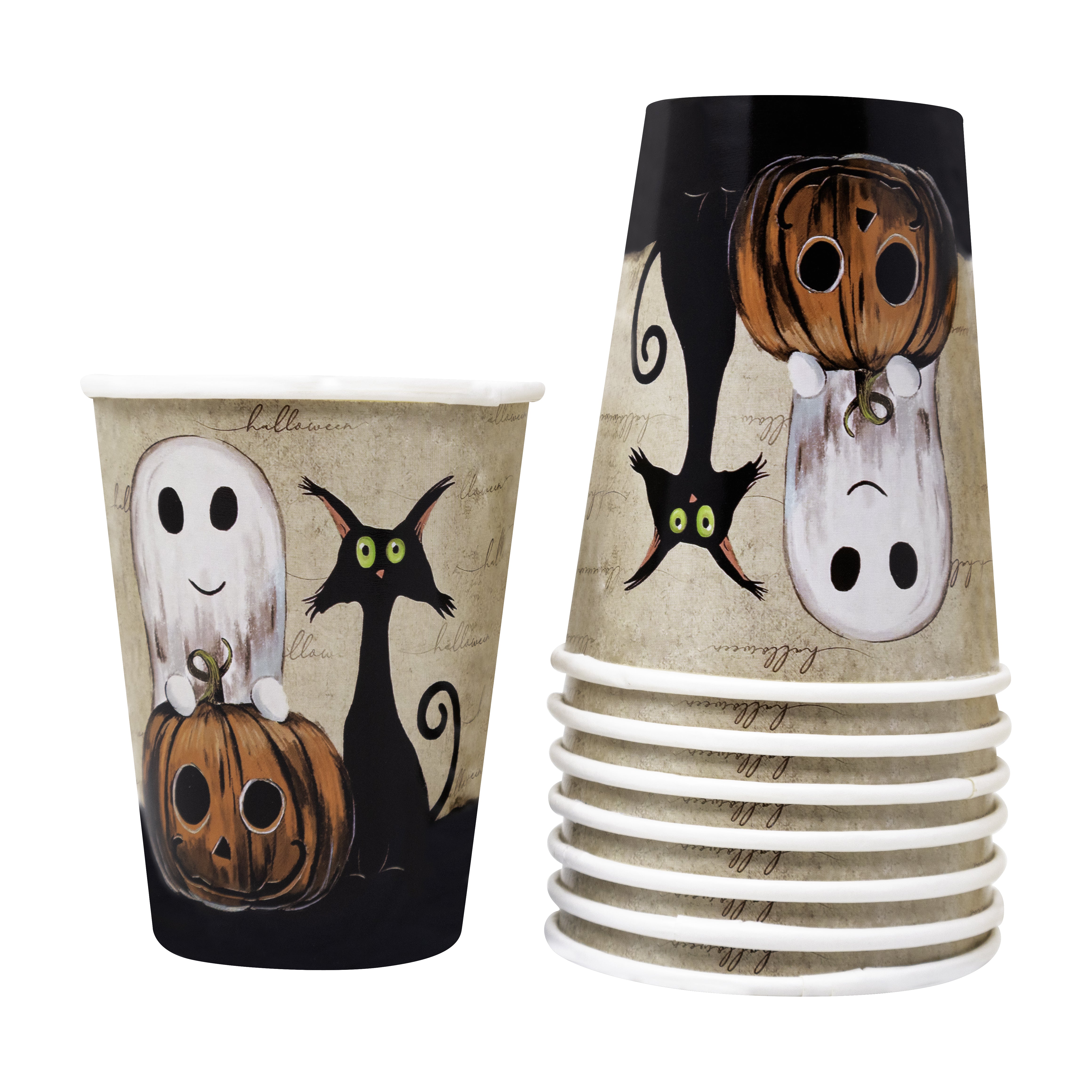 Set de Vasos Fantasma y Gato - Halloween