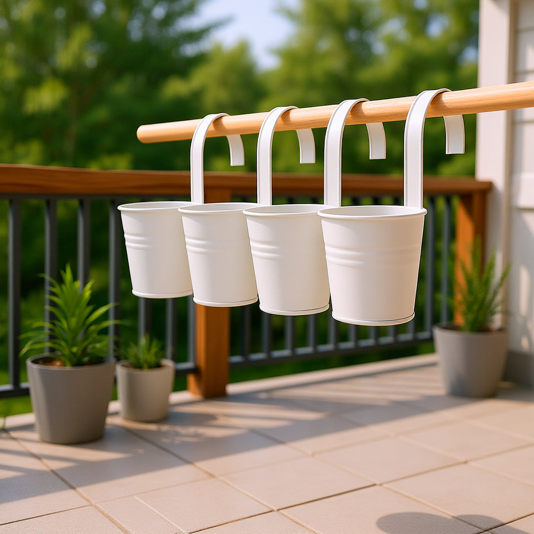 Set de 4 Macetas Colgantes Galvanizadas - Blanca
