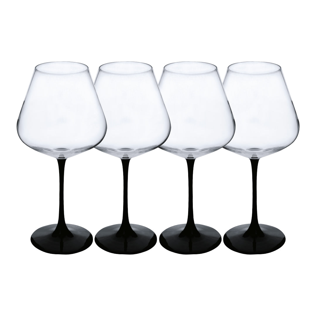 Set de 4 Copas de Cristal Base Negra - 730 ml