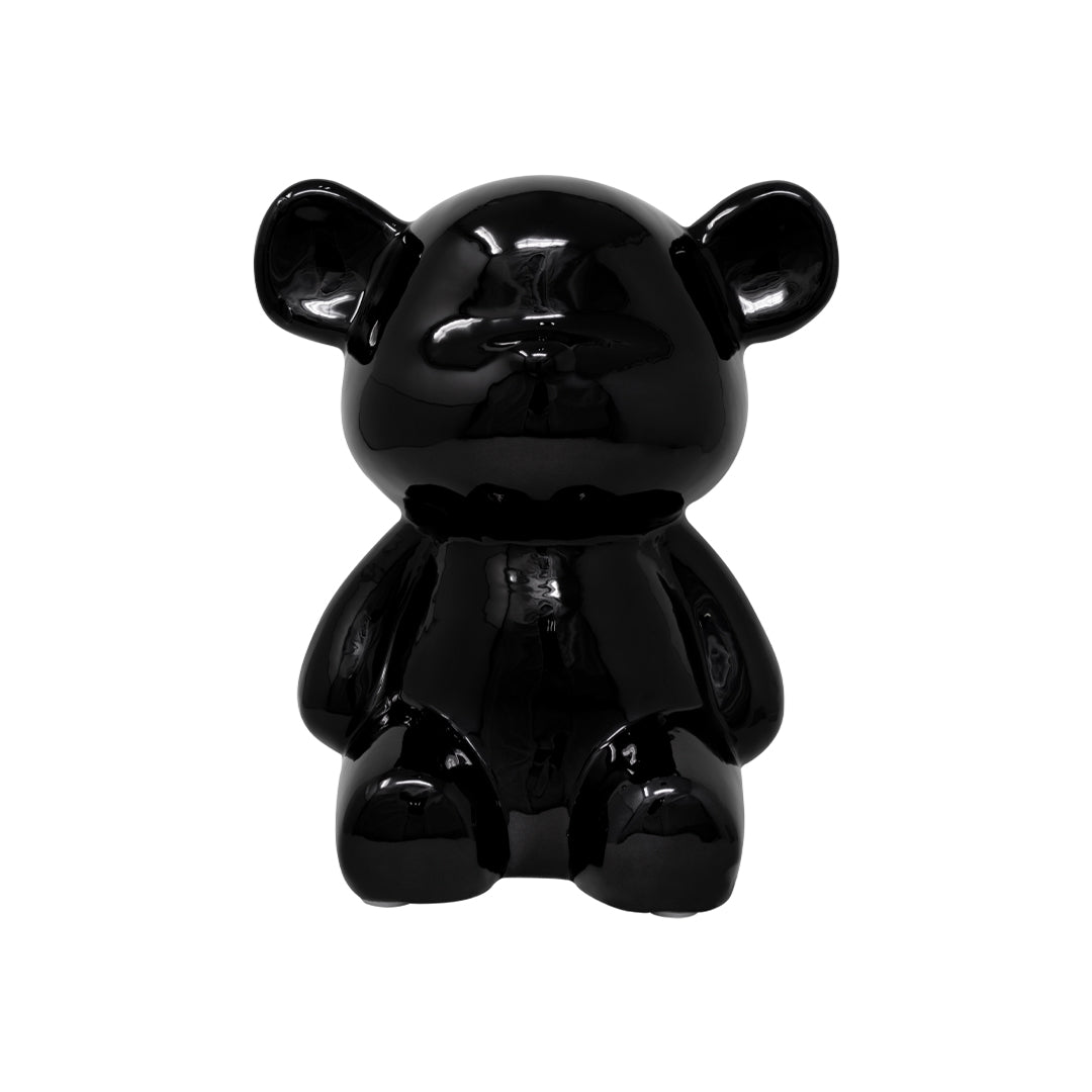 Oso Decorativo Negro Ónix Brillante - 10x8 cm