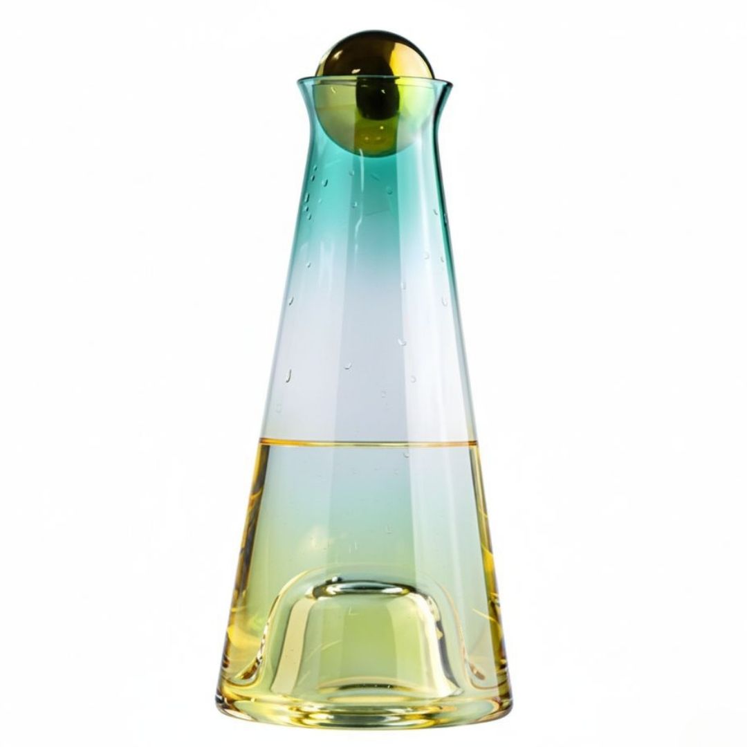 Jarra de Cristal Ámbar a Menta con Tapón Esférico - 950ml