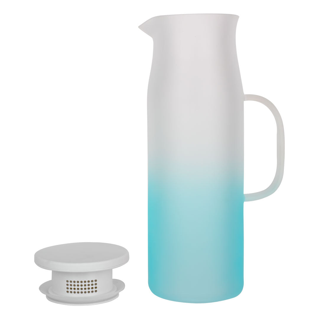 Jarra de Vidrio Azul/Blanco - Tapa Filtradora 1000 ml