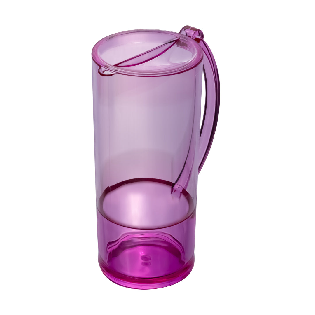 Set de Jarra Transparente Rosa con 4 Vasos – Plástico Resistente