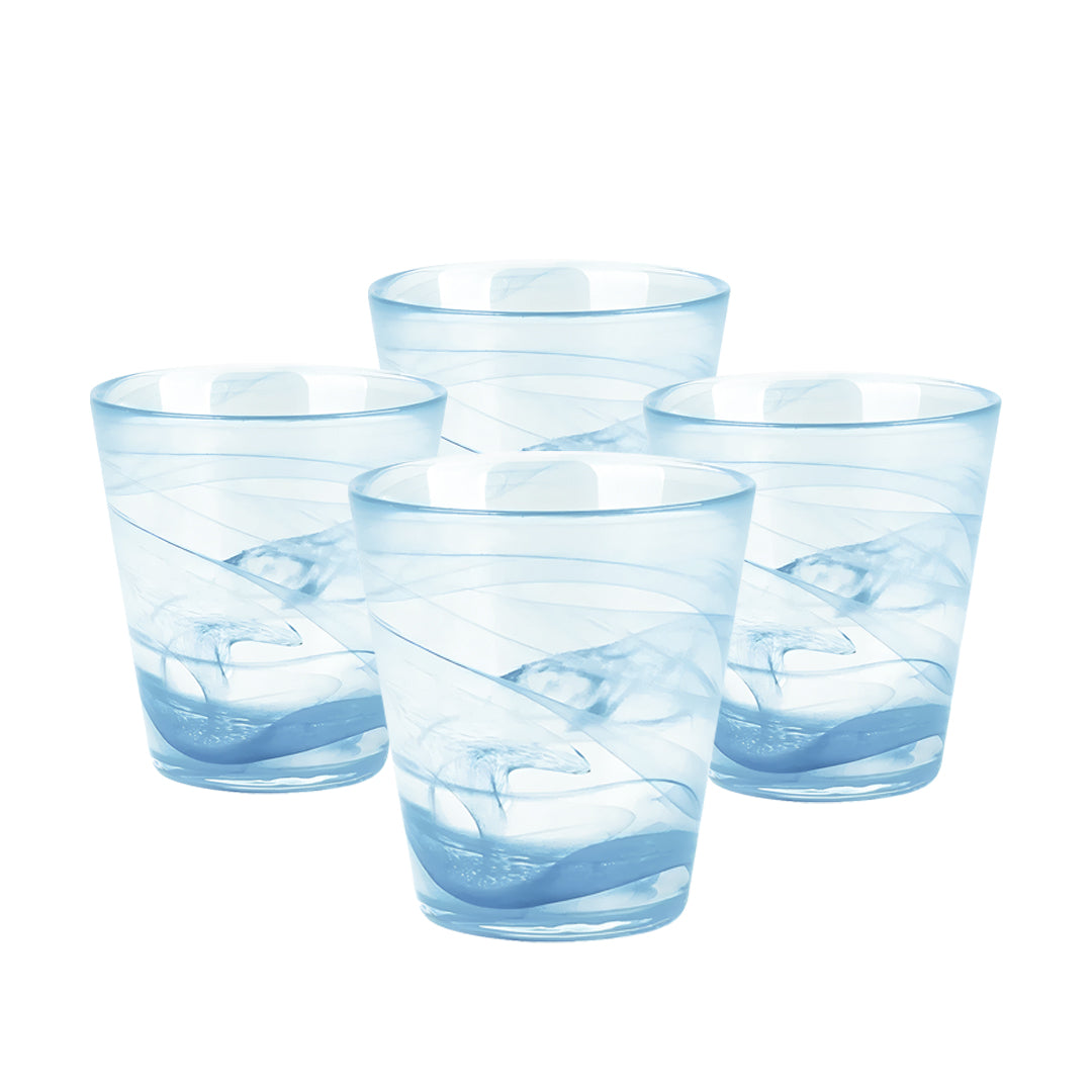 Set de 4 Vasos de Cristal Azul Claro - 300 ml