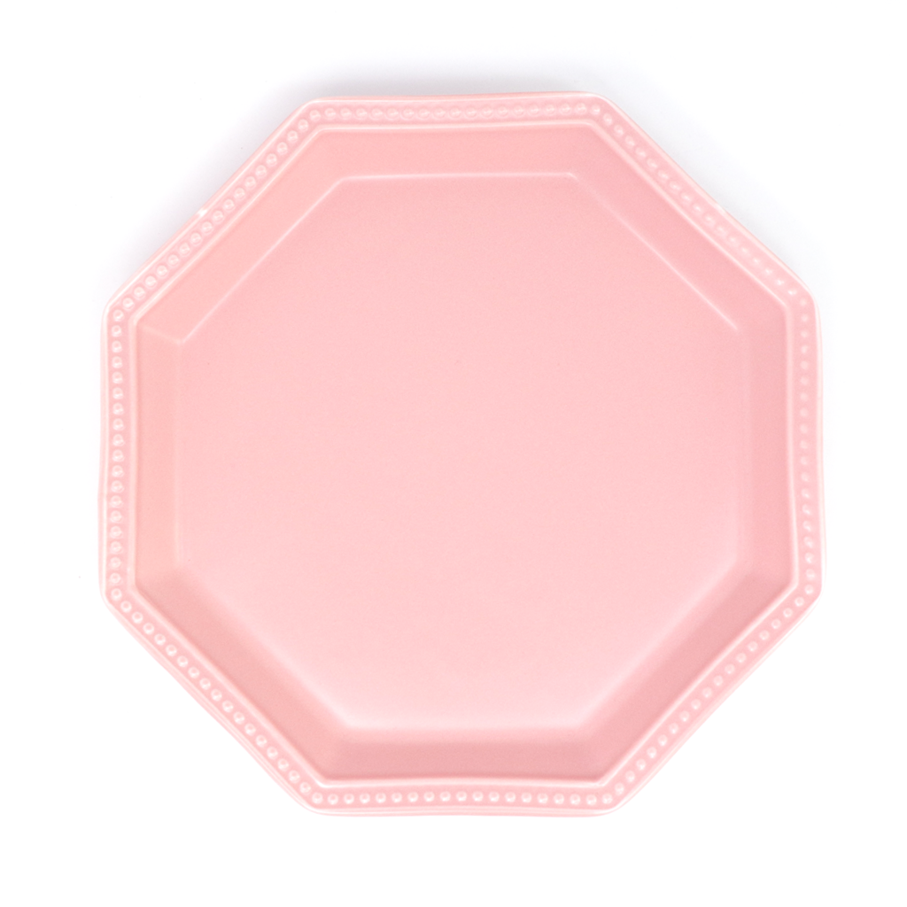 Plato Cerámica Hexagonal Rosa