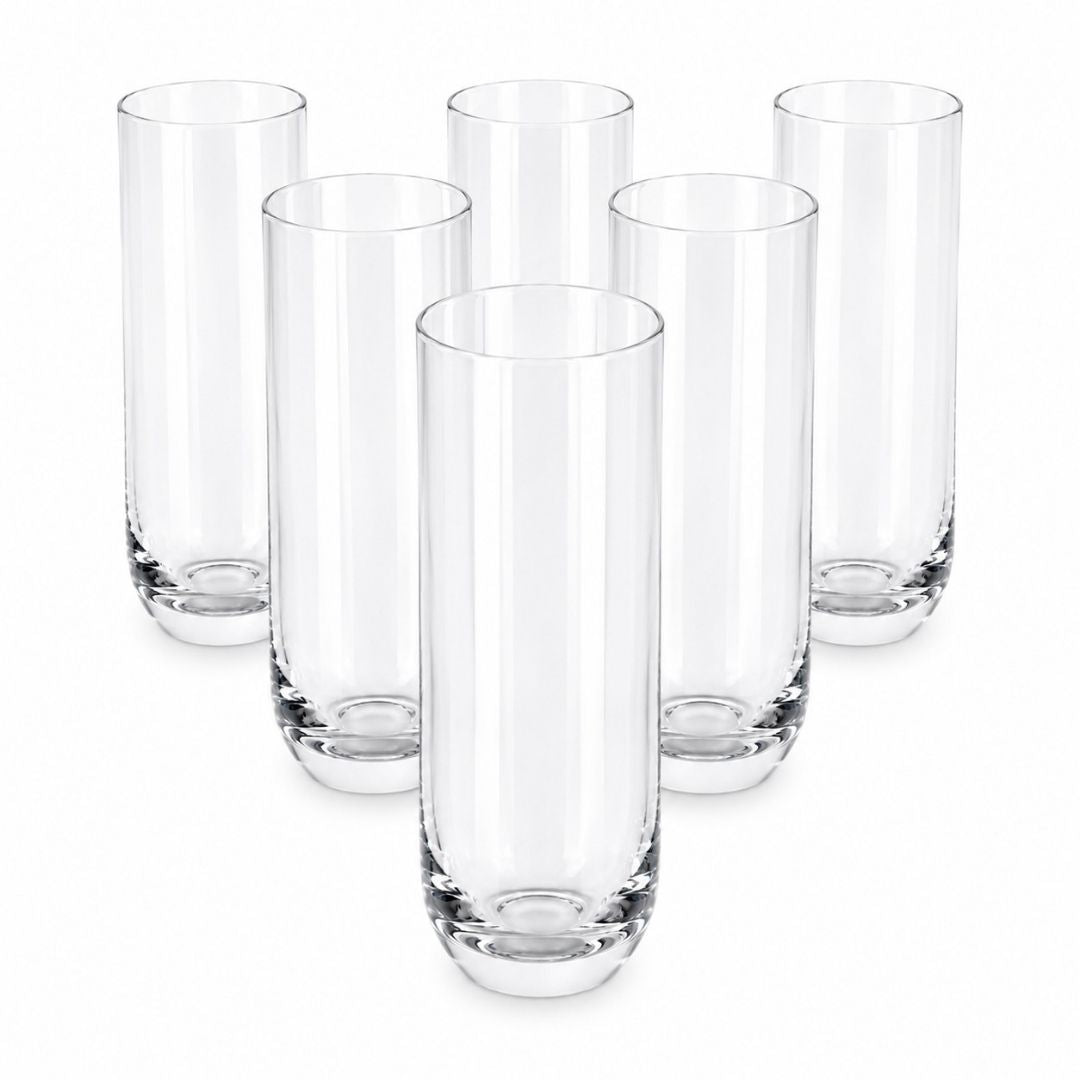 Set de 6 Vasos Altos de Cristal Transparentes - 250 ml
