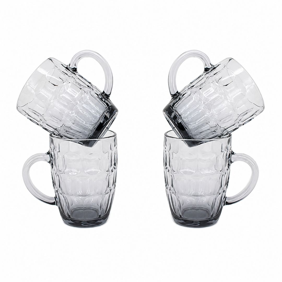 Set De 4 Tarros De Vidrio Transparente Con Asa 500 ml
